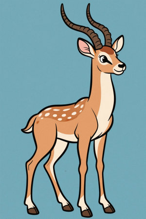 Cartoon style standing fawn illustrationの素材