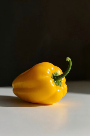 Close up of a still life of yellow bell peppersの素材