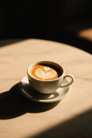 Close up of coffee cups and lahua on the tableの素材