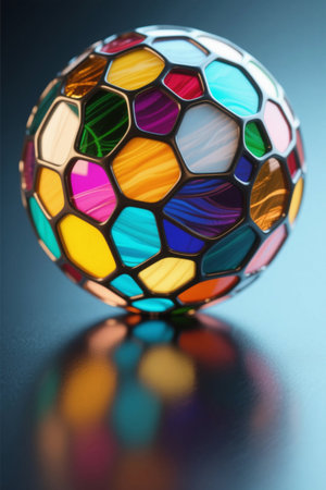 Close up of a colorful spliced sphereの素材