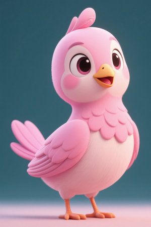 Pink cartoon bird image materialの素材