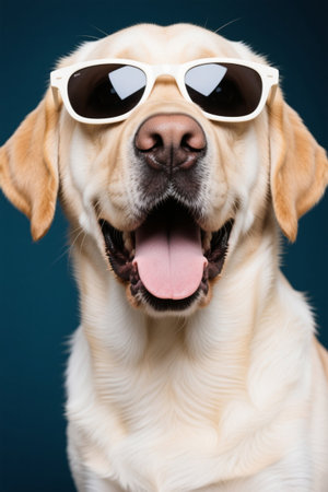 Yellow Labrador with sunglassesの素材