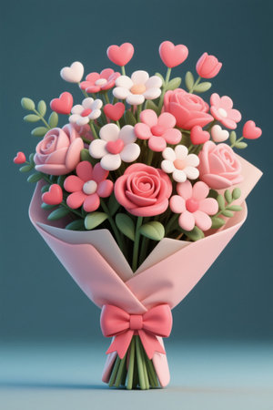 Pink cartoon bouquetの素材