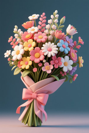 Close up of colorful cartoon style bouquetの素材