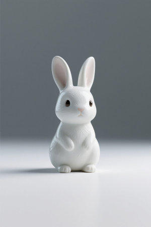 Close up of white rabbit ornamentsの素材