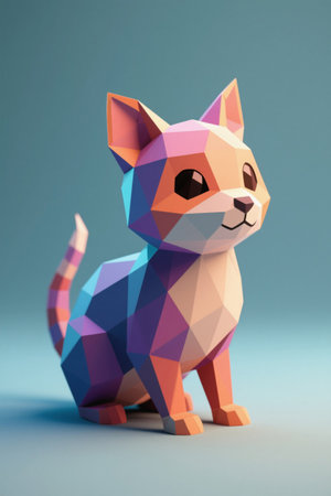 Low Polygon Style Cartoon Catの素材