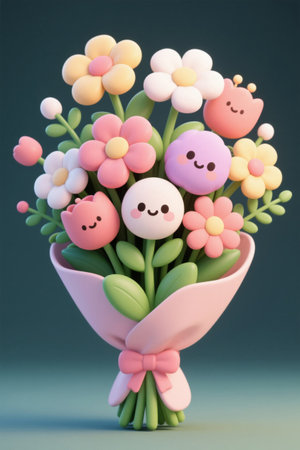 Cartoon style cute flower bouquetの素材