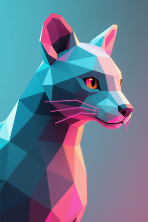 Portrait of a cat in low polygon styleの素材