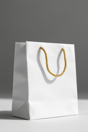 Close up of white paper shopping bagの素材