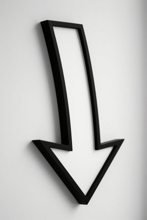 Black stereoscopic down arrow logoの素材