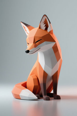Low Polygon Style Fox 3D Modelの素材