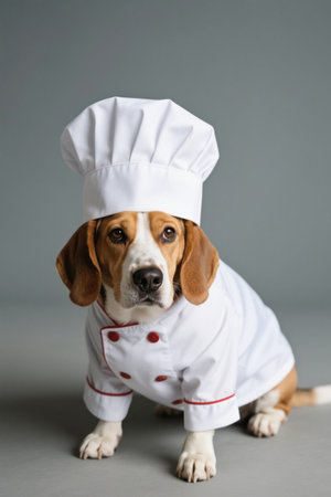 Beagle in chef's uniform and hatの素材