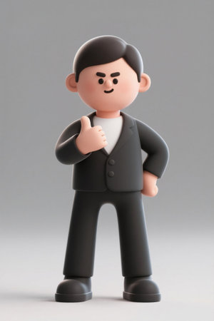 Cartoon business man giving thumbs up imageの素材