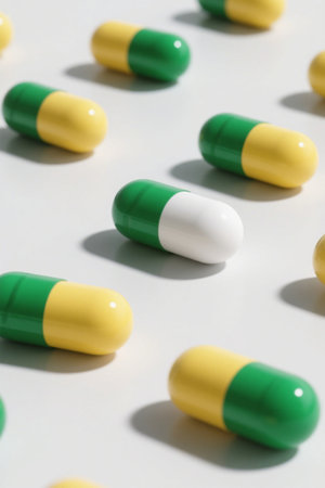 Colorful capsule drug close upの素材