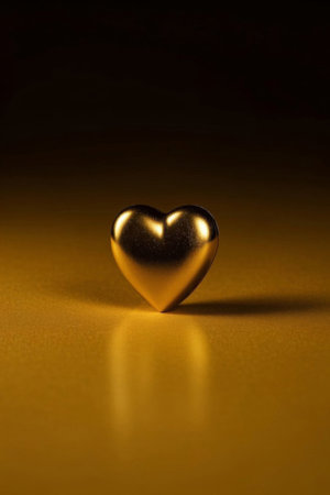 Close up of a golden heart shaped objectの素材