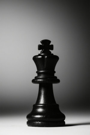 Close up of black chess piecesの素材