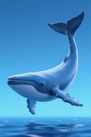 Whale image material on blue backgroundの素材