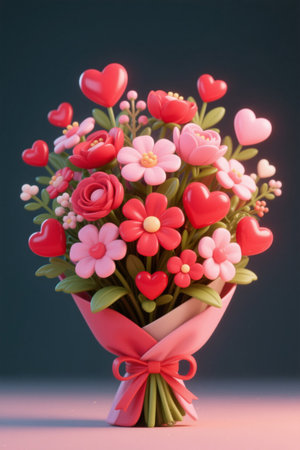 Pink Heart Flower Bouquetの素材