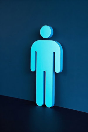 Blue three dimensional human symbol background materialの素材