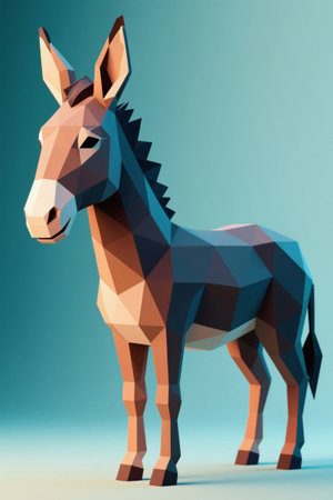 Low polygon style donkey animation imageの素材