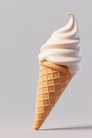 Close up of Waffle Cylinder Cream Ice Creamの素材