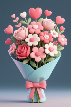 Pink cartoon bouquet decoration materialの素材