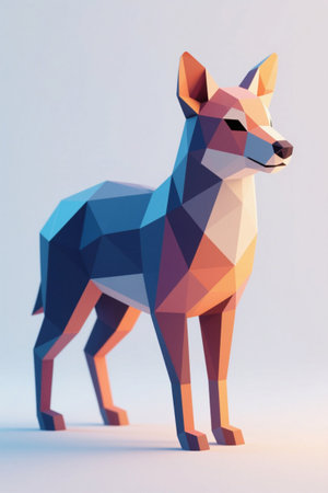 Polygonal style standing dogの素材