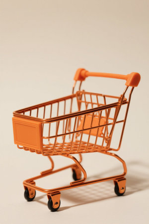 Orange Mini Shopping Cart Close upの素材