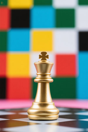 Golden chess pieces on the boardの素材