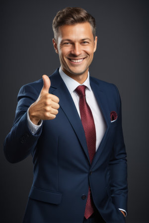 Men in suits give thumbs upの素材