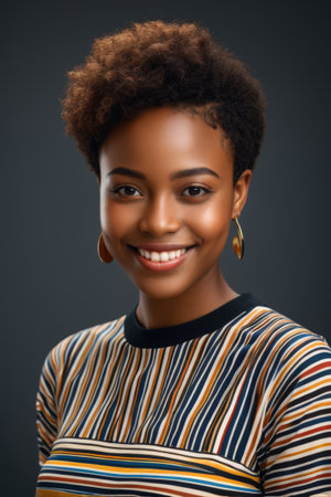 Portrait of smiling African American womanの素材