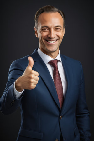 Suit men give thumbs upの素材