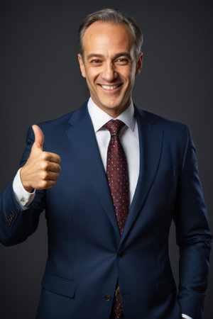 Smiling Thumbs Up Portrait of a Business Manの素材