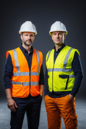 Engineering staff in safety gearの素材