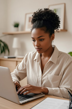 African women use laptops at homeの素材