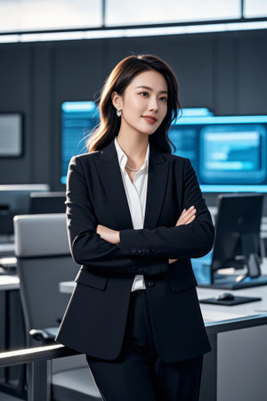 Business women in the office cross their armsの素材