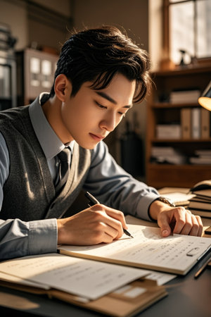 Men's desk writingの素材