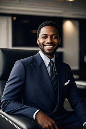 African American men in suits smileの素材