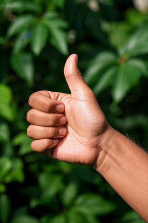 Close-up of hands showing like gesturesの素材
