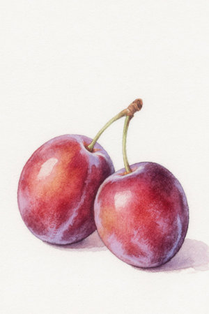 Two purple cherry watercolorsの素材