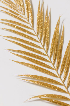 Golden Palm Leaf Close-up Materialの素材