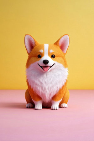 Close-up of a Cute Corgi Sittingの素材