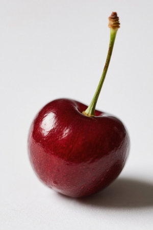 Close-up of bright red cherryの素材