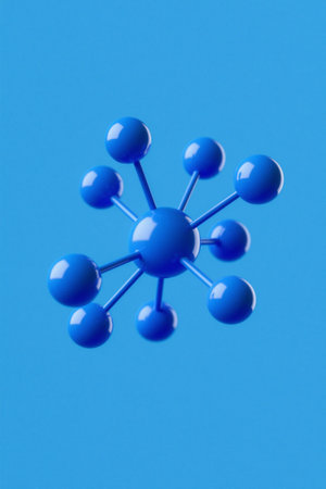 Blue abstract molecular structural modelの素材