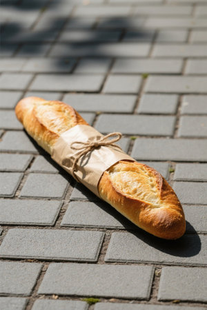 Baguettes on the ground outdoorsの素材