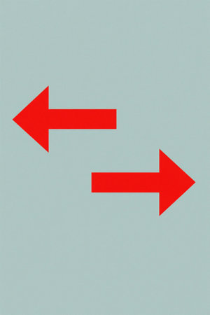 Red double arrow on gray backgroundの素材