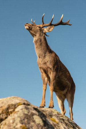 Stag standing on the rock looking outの素材