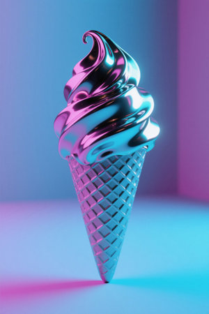 Close-up of metallic ice cream coneの素材