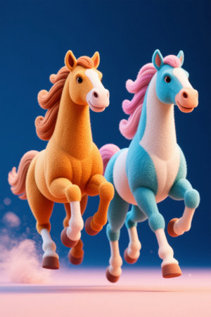 Running plush texture cartoon horseの素材