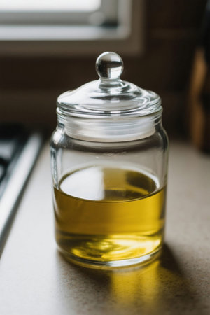 Glass jars for oiling kitchen countertopsの素材